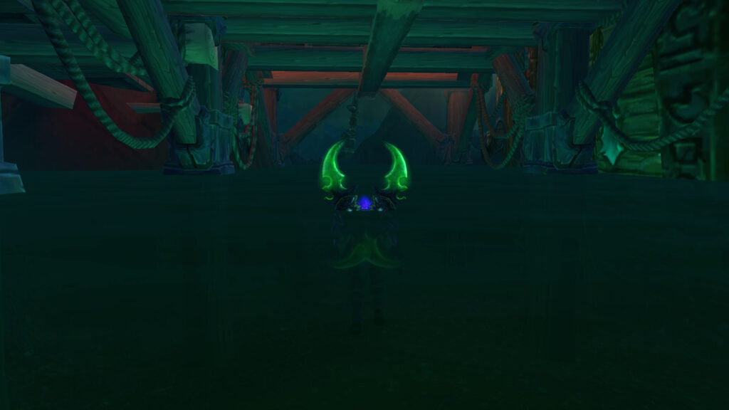 WoW the night elf is floating under the pier